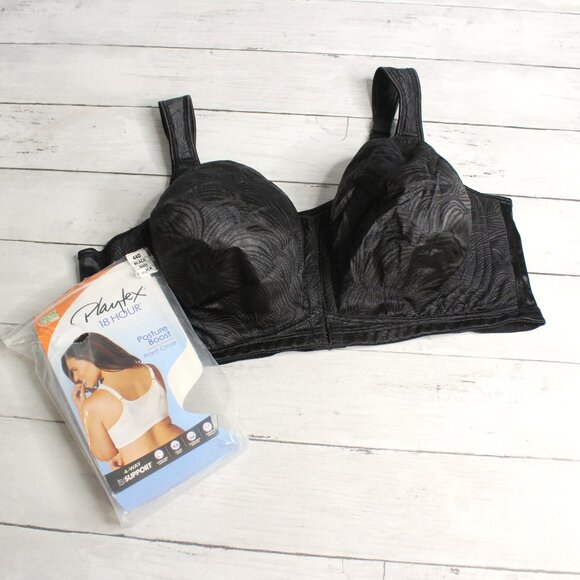 Playtex 18 Hour Women's Bra Plus Size 44D Wire Free Full Figure Black - Picture 2 of 4
